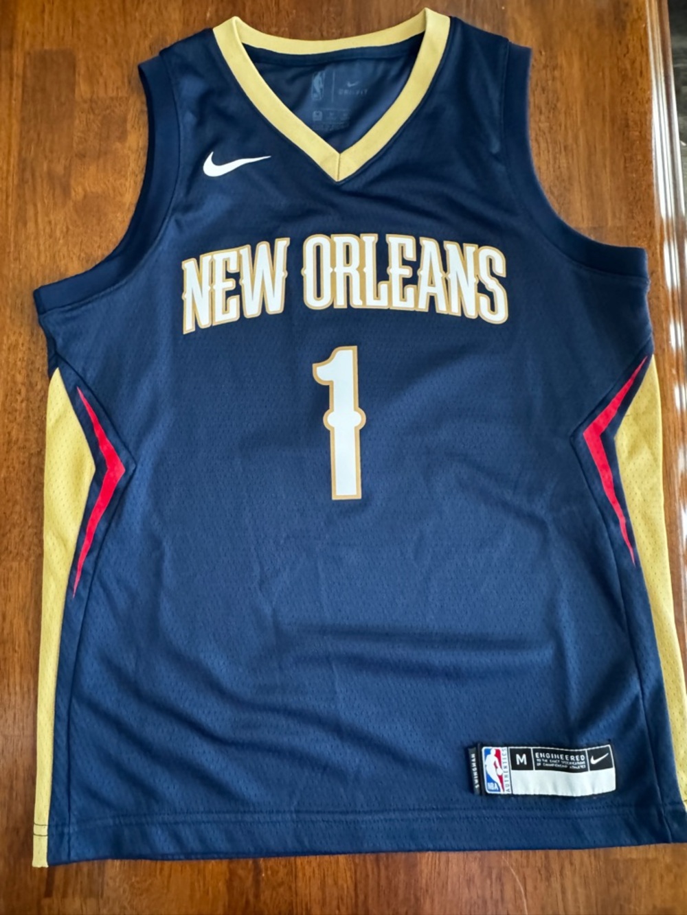 Williamson NOLA NBA Navy and Gold Basketball Jersey with Team Patch
